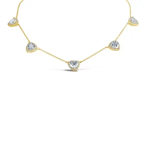 0.40ct Diamond & 6.77ct White Topaz 14k Yellow Gold Necklace