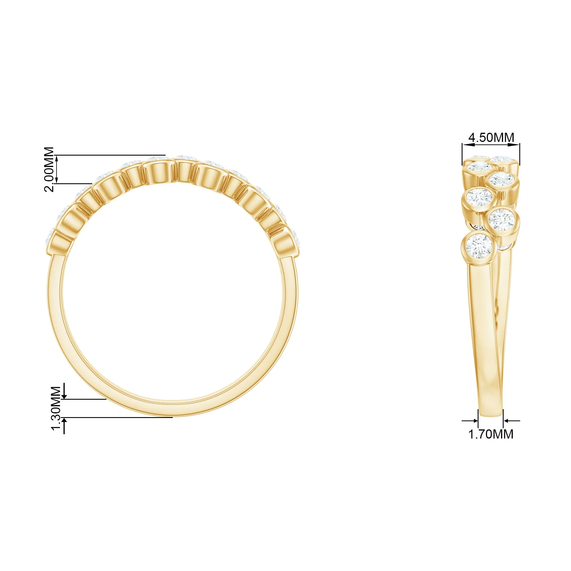0.5 CT Zircon Simple Semi Eternity Ring in Bezel Setting