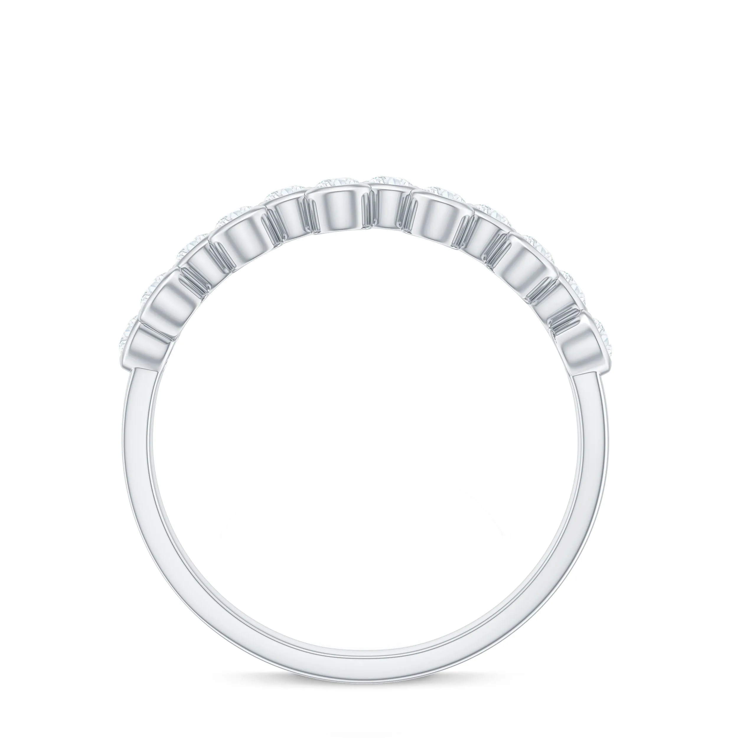 0.5 CT Zircon Simple Semi Eternity Ring in Bezel Setting