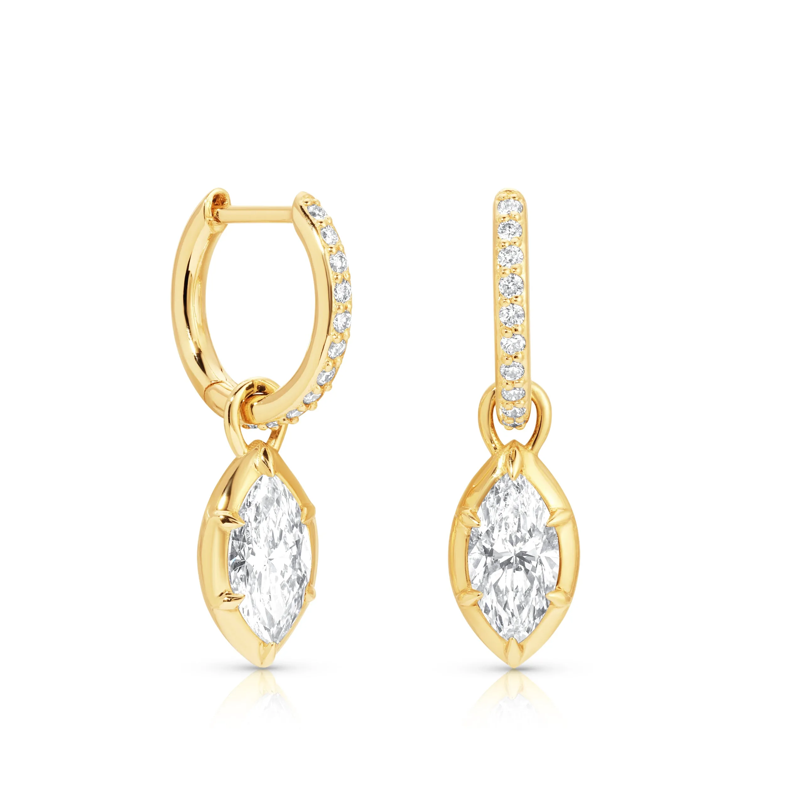 0.50ct Marquise Rosette Pave Hoop Earrings