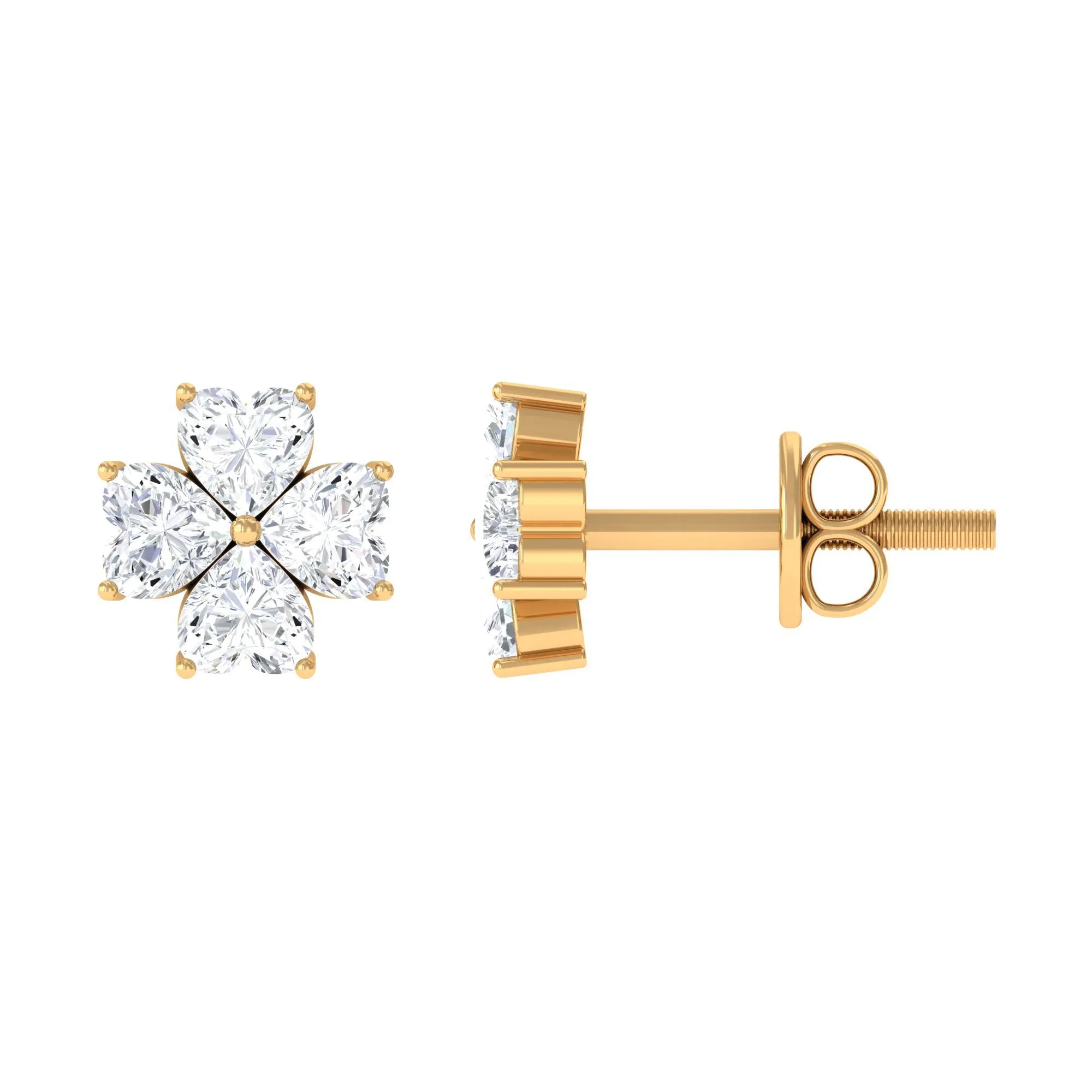 1 CT Heart Shape Moissanite Flower Stud Earrings