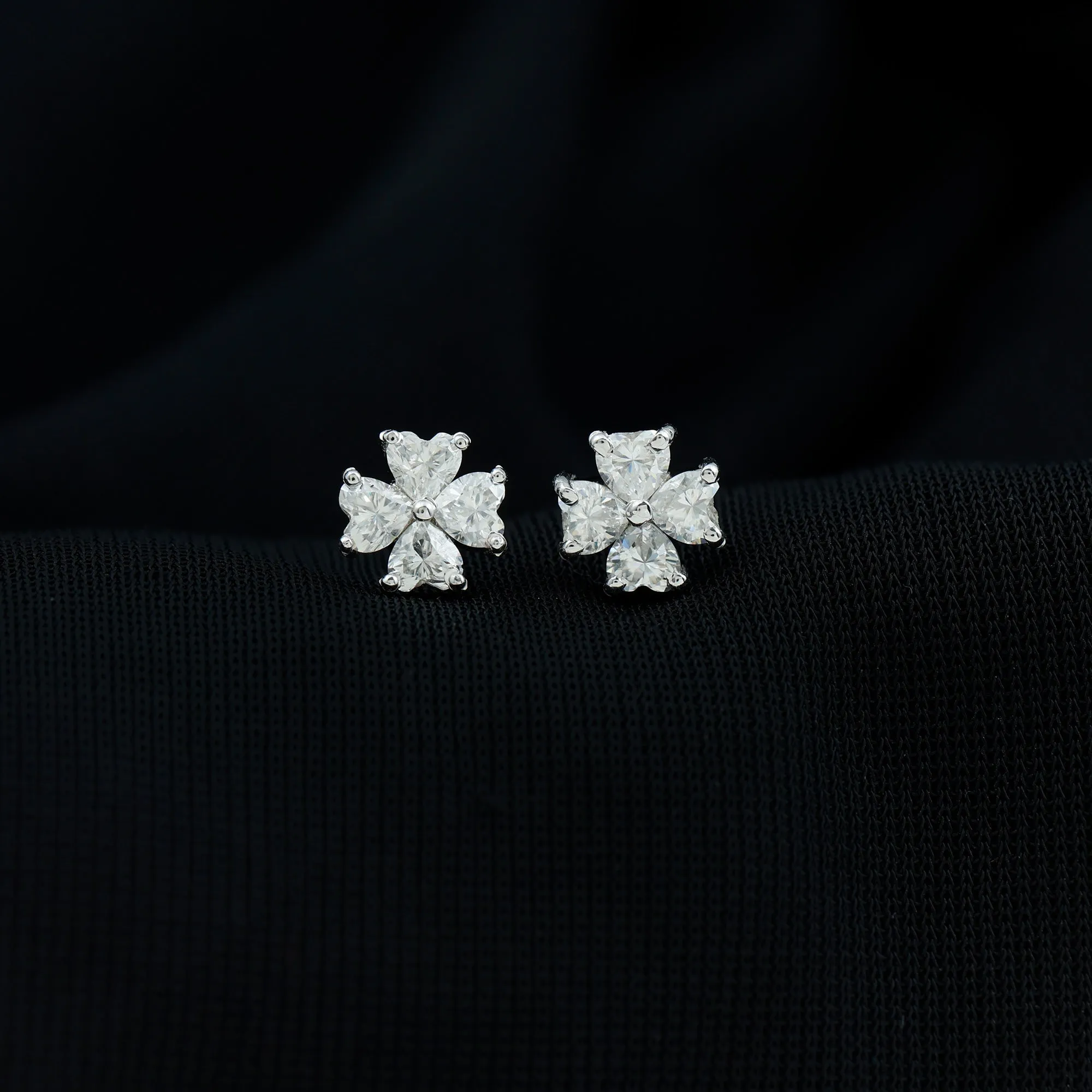 1 CT Heart Shape Moissanite Flower Stud Earrings