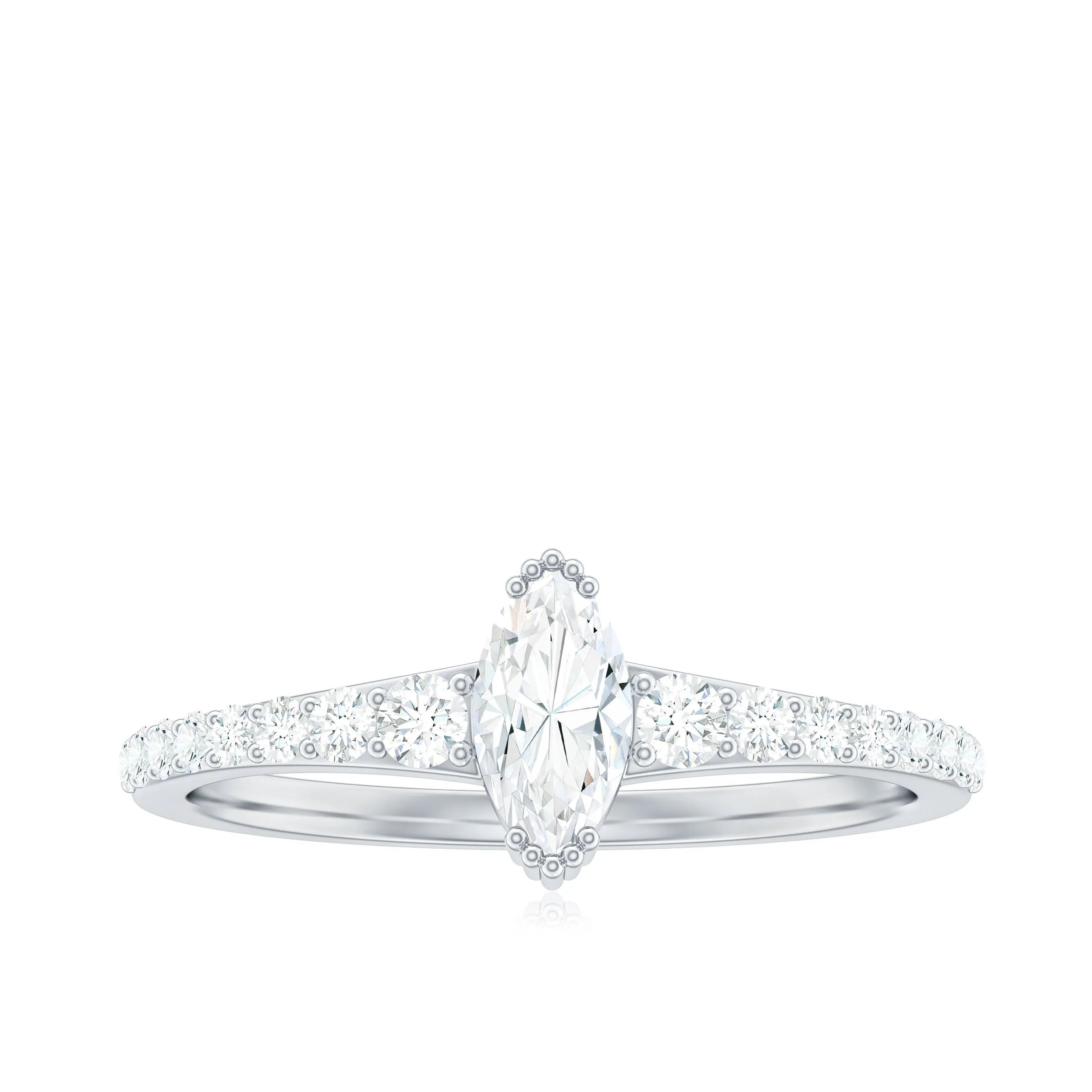 1 CT Marquise Cut Zircon Minimal Engagement Ring in Gold