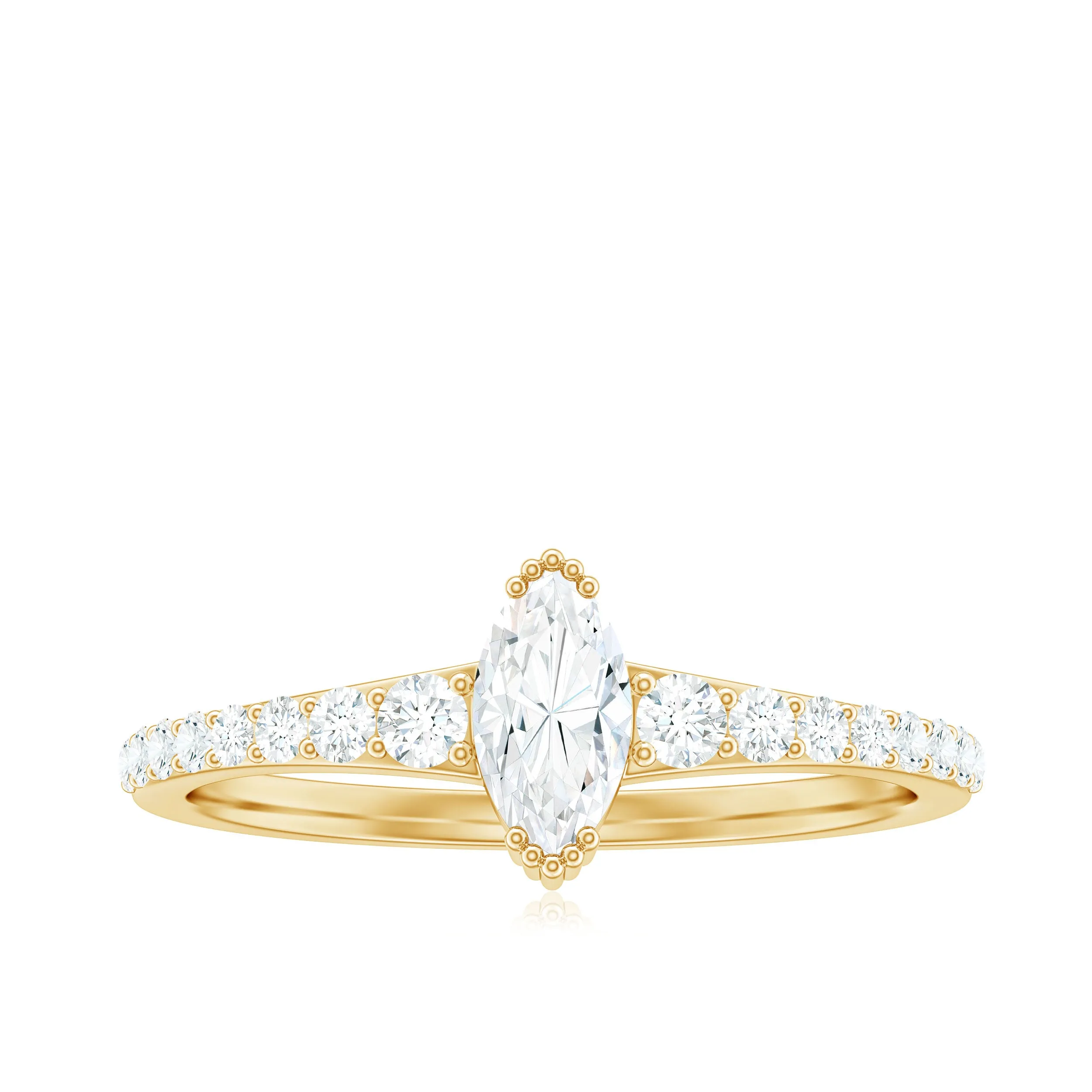 1 CT Marquise Cut Zircon Minimal Engagement Ring in Gold
