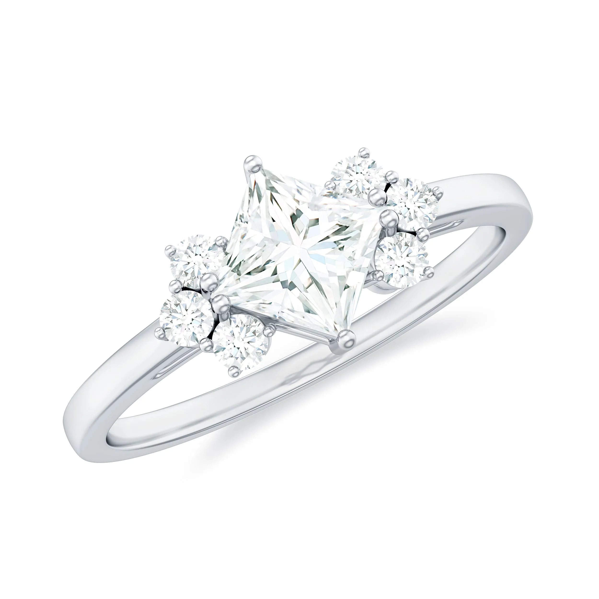 1 CT Princess Cut Cubic Zirconia Engagement Ring in Prong Setting