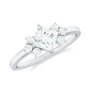 1 CT Princess Cut Cubic Zirconia Engagement Ring in Prong Setting
