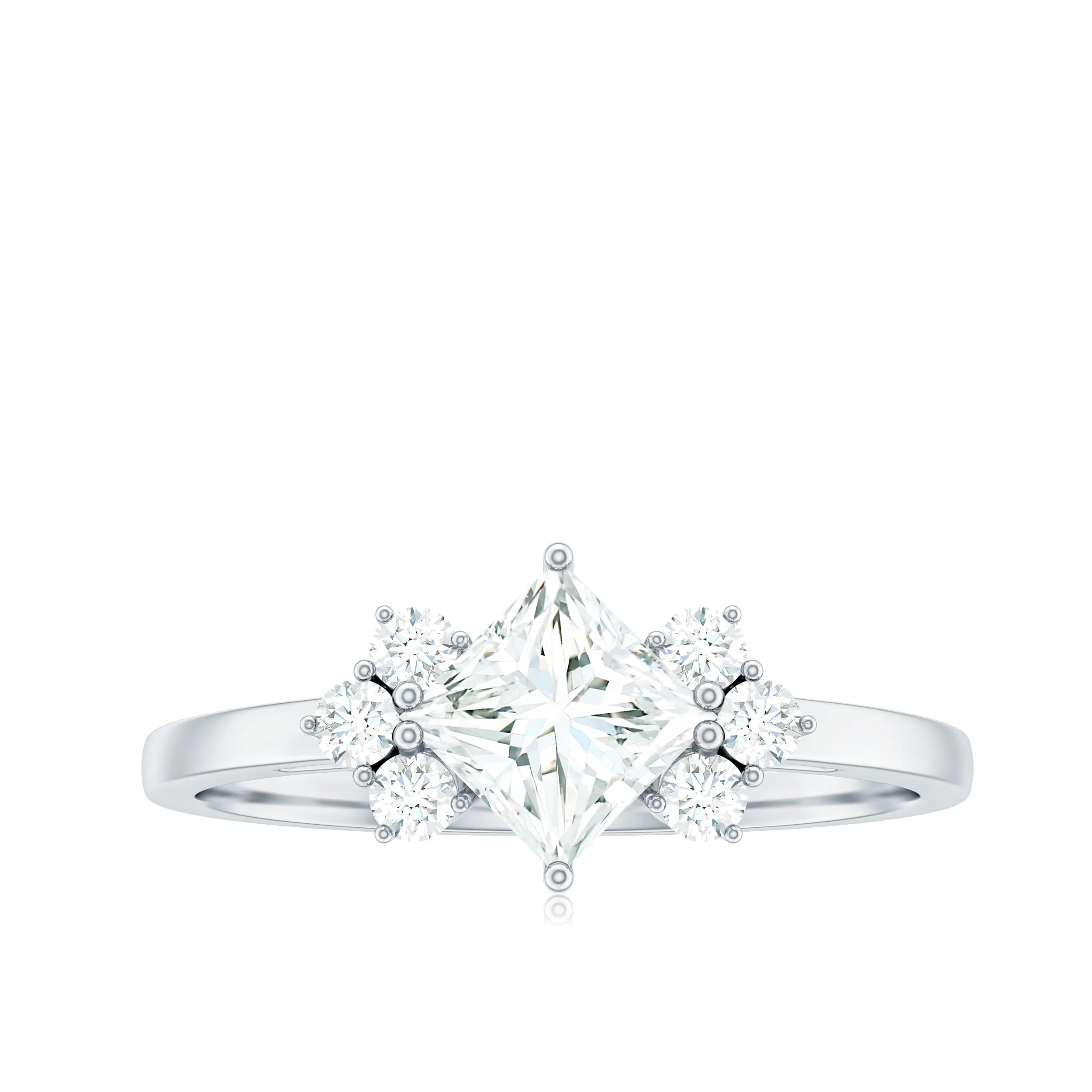 1 CT Princess Cut Cubic Zirconia Engagement Ring in Prong Setting