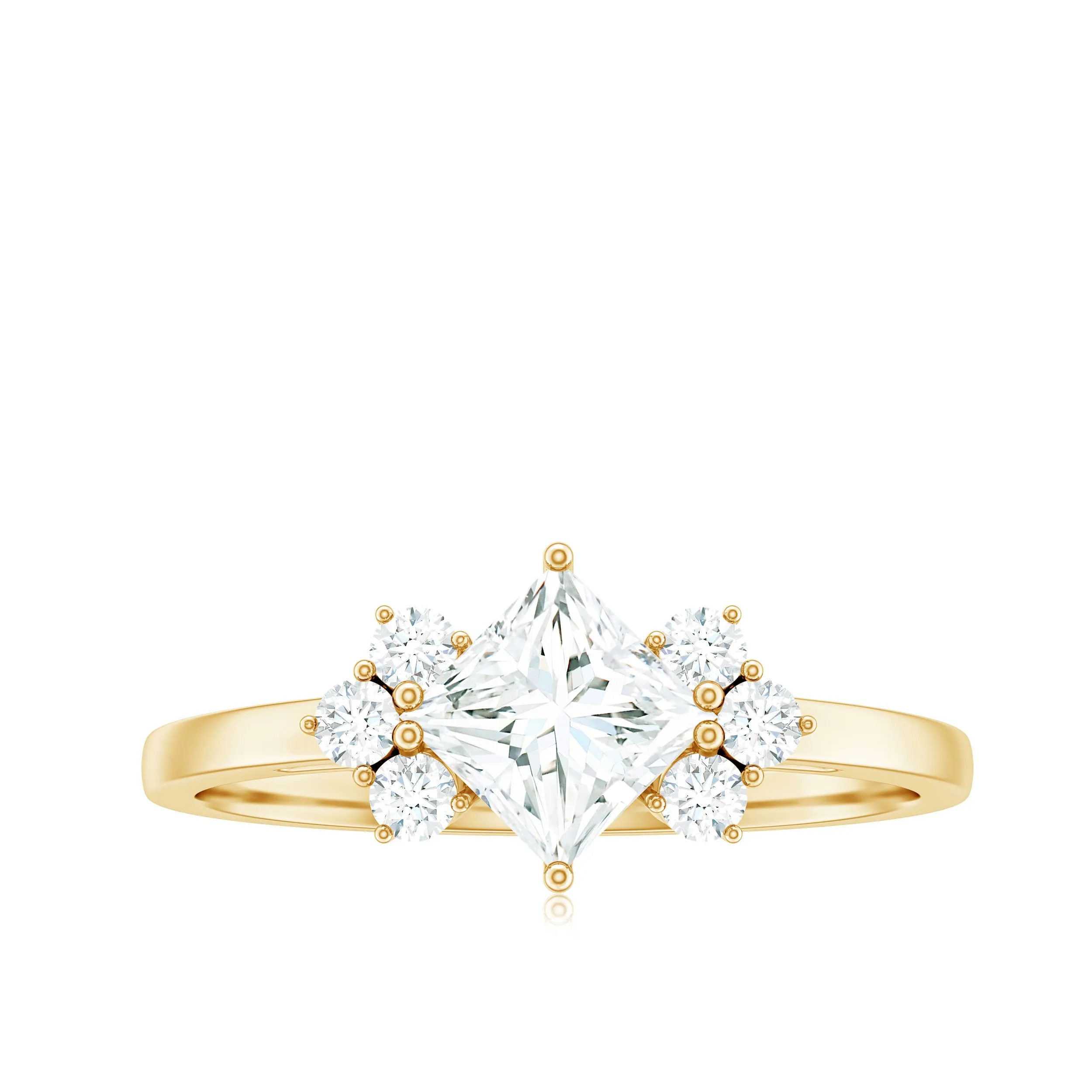 1 CT Princess Cut Cubic Zirconia Engagement Ring in Prong Setting