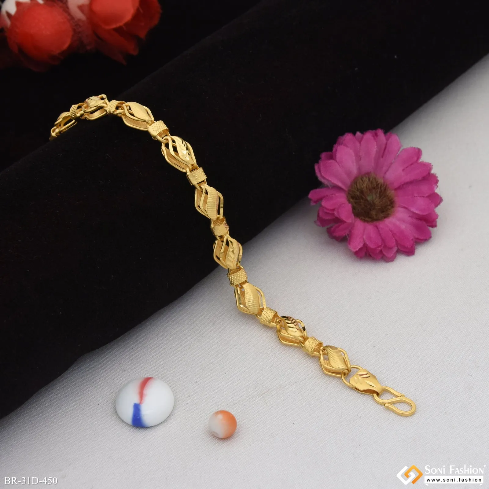1 Gram Gold Plated Awesome Design Kohli Bracelet for Men - Style D450