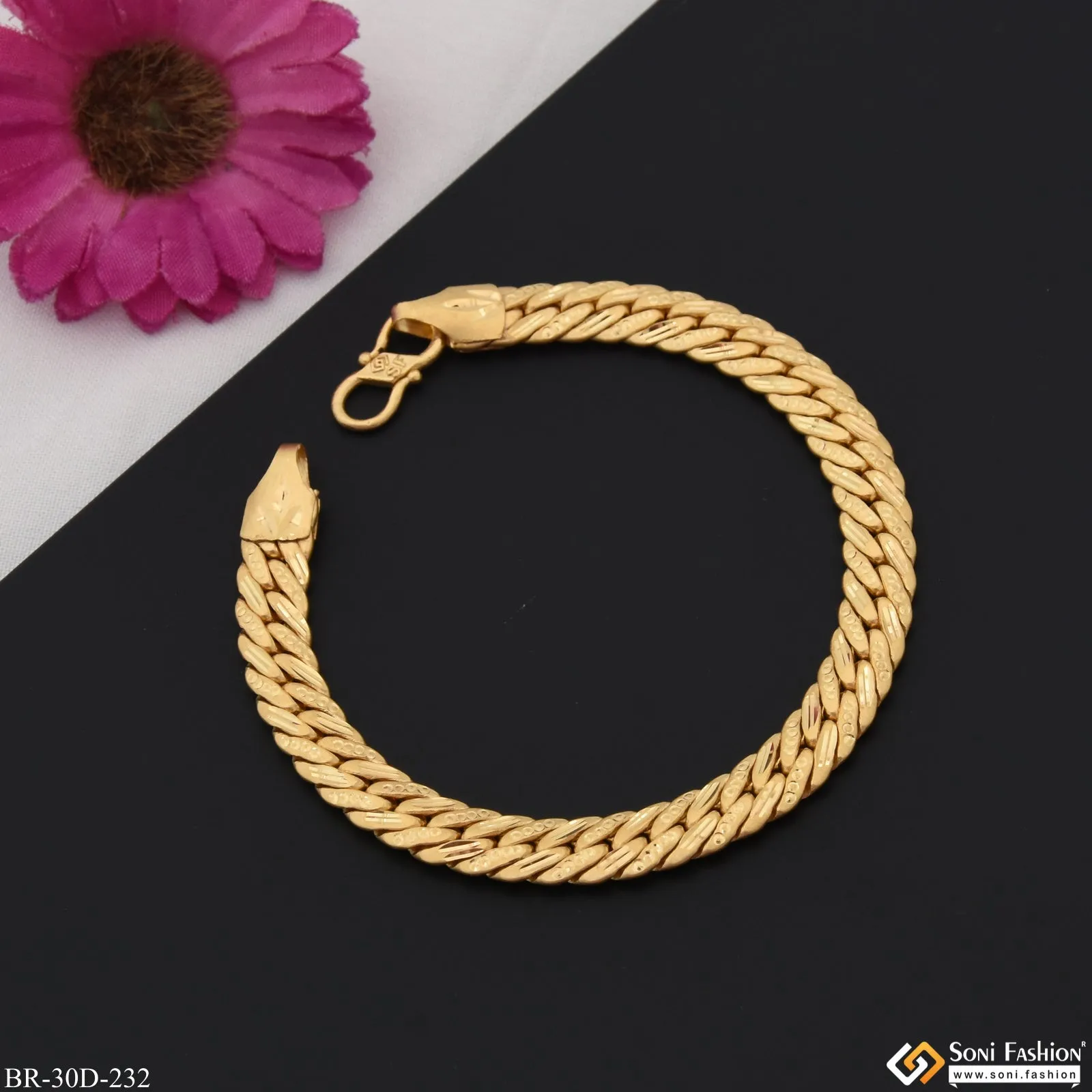 1 Gram Gold Plated Link Awesome Design Bracelet for Men - Style D232
