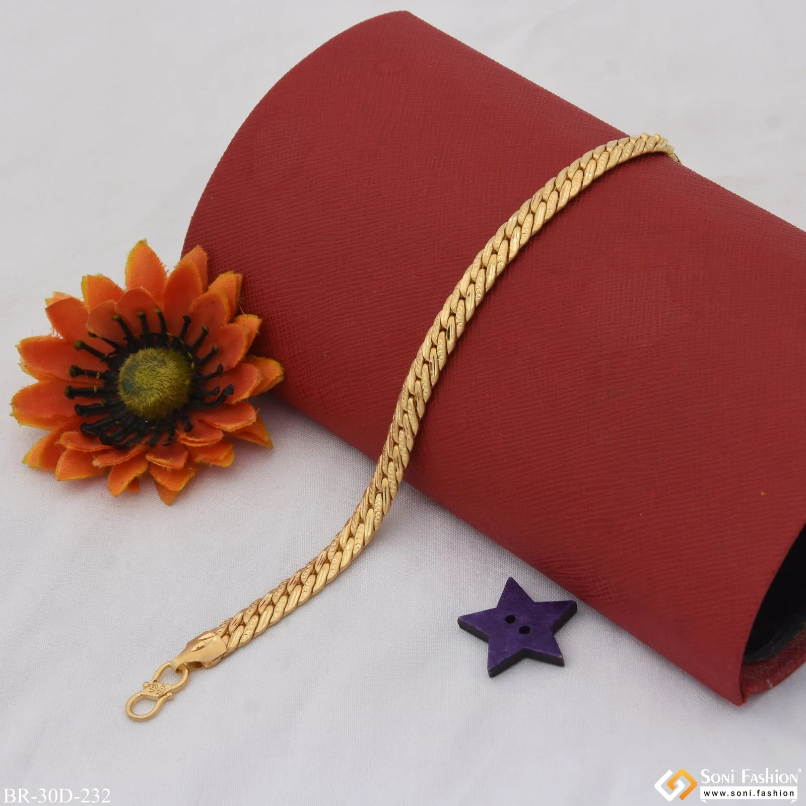 1 Gram Gold Plated Link Awesome Design Bracelet for Men - Style D232