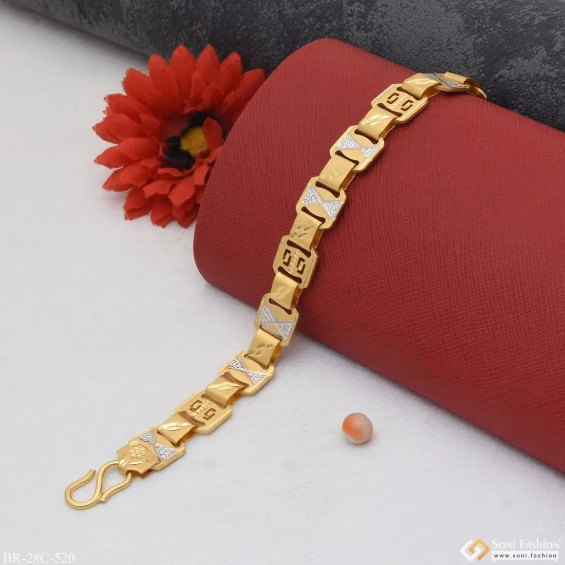 1 Gram Gold Plated Unique Design Premium-grade Quality Bracelet For Men - Style C520