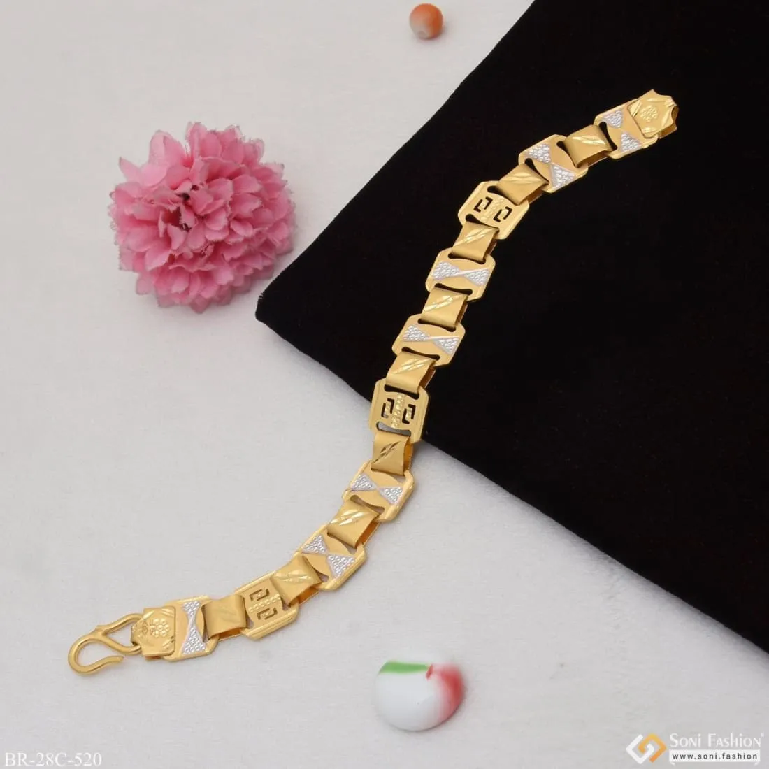 1 Gram Gold Plated Unique Design Premium-grade Quality Bracelet For Men - Style C520