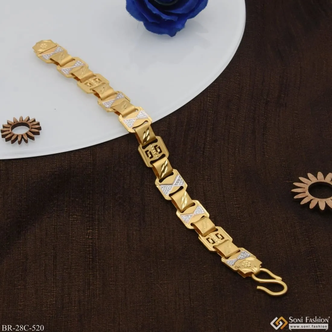 1 Gram Gold Plated Unique Design Premium-grade Quality Bracelet For Men - Style C520