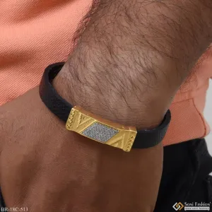 1 Gram Gold Plated with Diamond Artisanal Design Bracelet for Men - Style C513