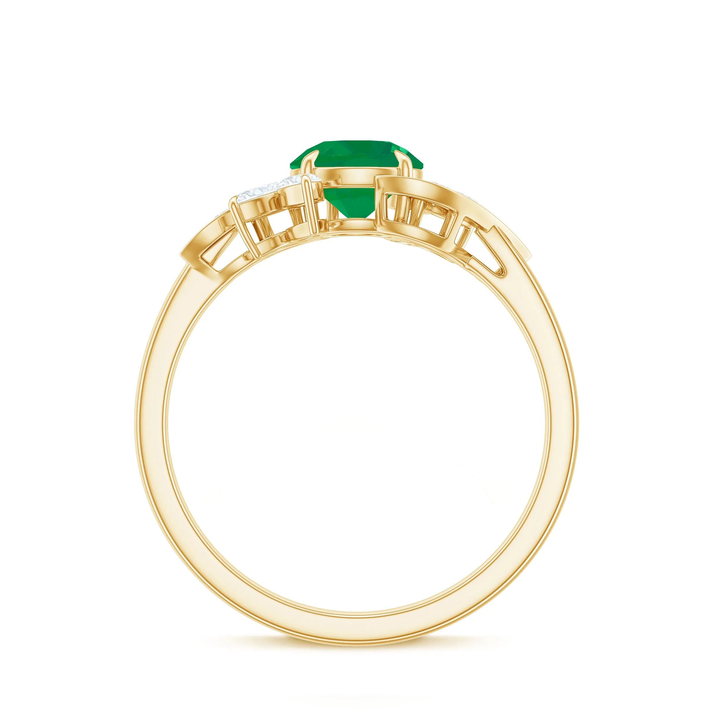 1.25 CT Vintage Emerald Floral Engagement Ring with Moissanite Accent