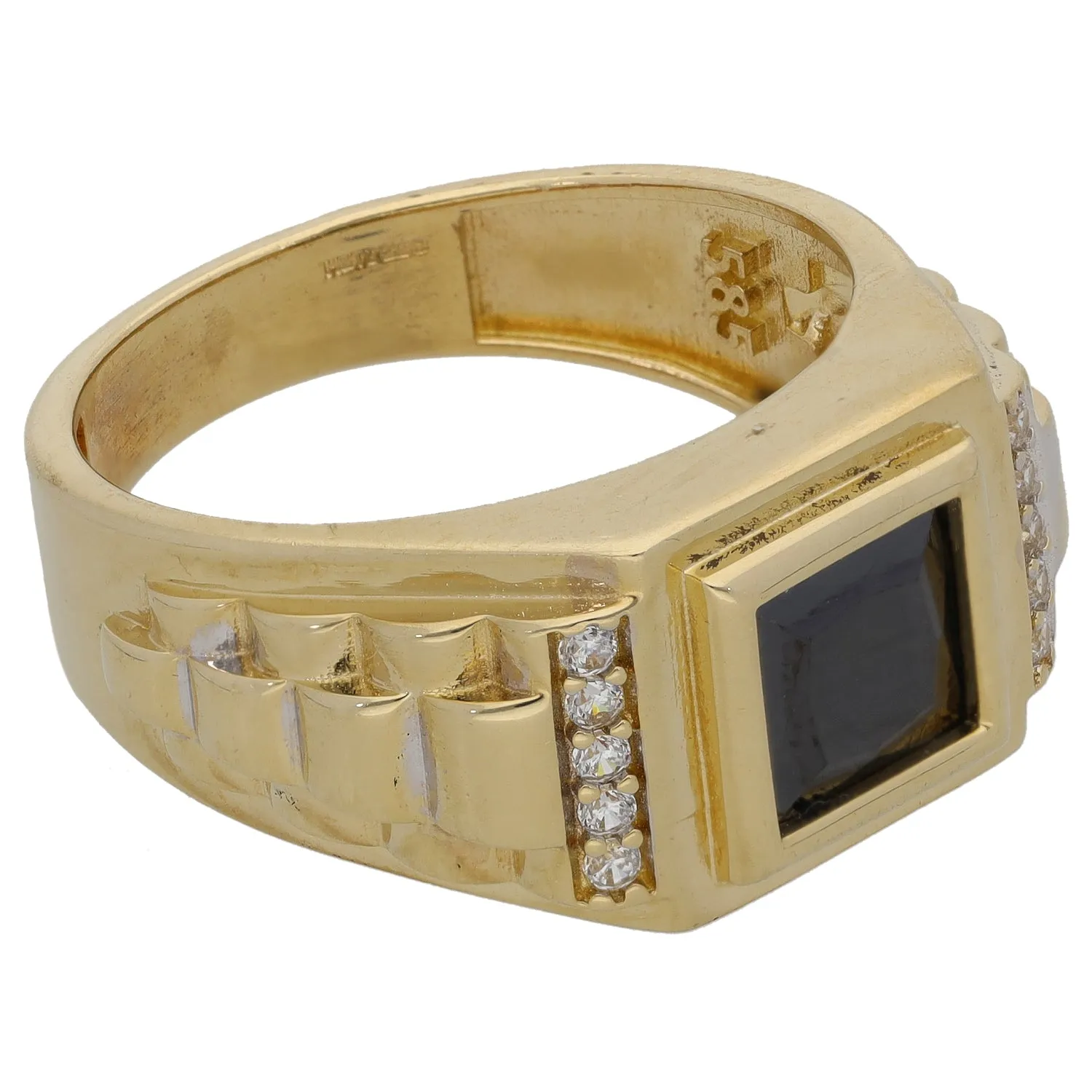 14ct Gold Imitation Gems Signet Ring Size U 1/2