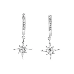 14K 26DIA(S/C) 0.09CT, STARBURST DANGLING HUGGIE  (121EA4881AD)