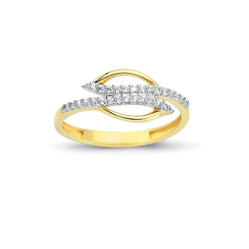 14K Gold Women's Ring with CZ Diamond - Elegant Bridal Jewelry