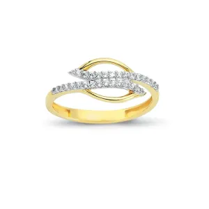 14K Gold Women's Ring with CZ Diamond - Elegant Bridal Jewelry