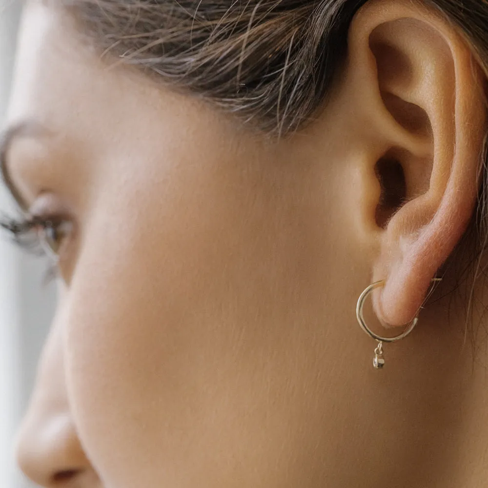 14K Hoop with Dangling Diamond