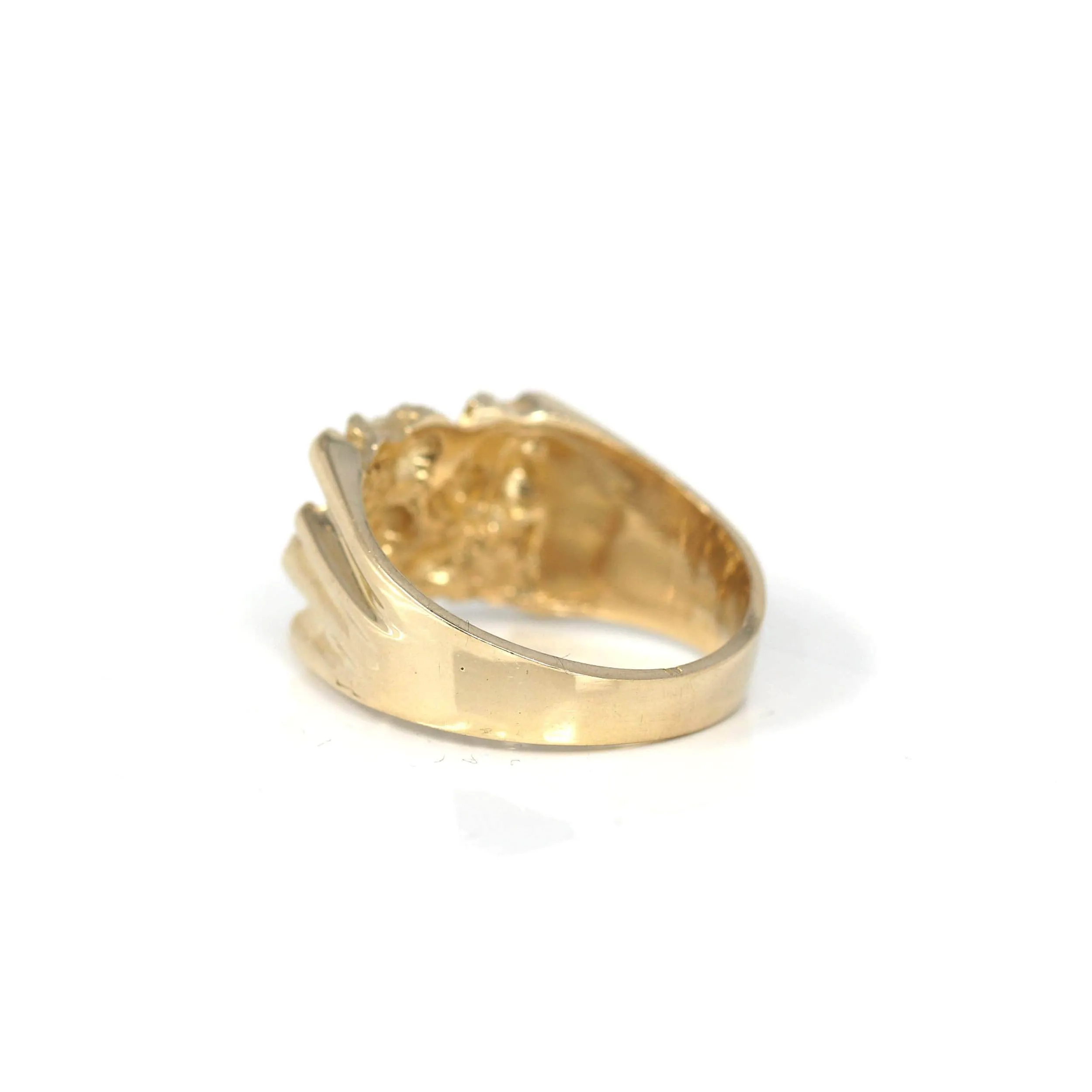 14k Solid Yellow Gold Nugget Men's Band Ring