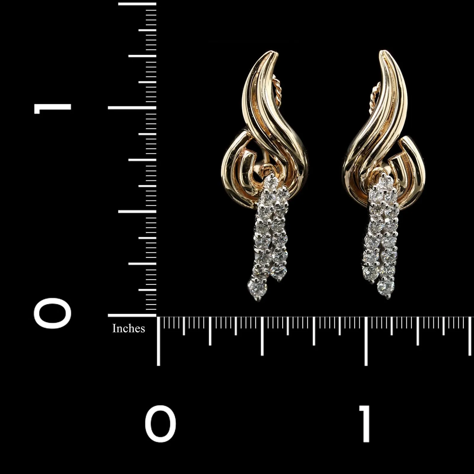 14K Two-tone Gold Estate Diamond Earrings