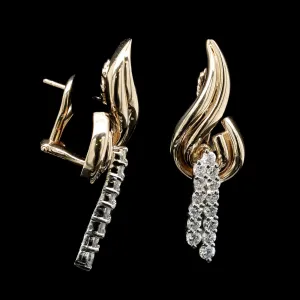 14K Two-tone Gold Estate Diamond Earrings