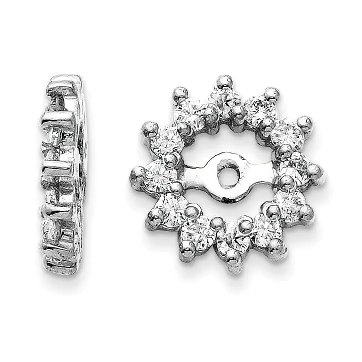 14k White Gold 5/8 Carat Diamond Earring Jackets