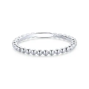 14K White Gold Bujukan Beaded Stackable Ring