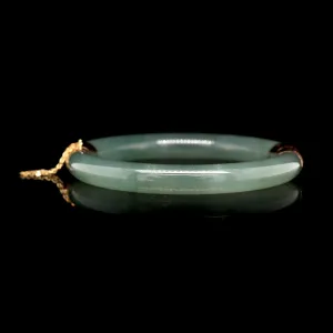 14K Yellow Gold Estate Jadeite Bangle