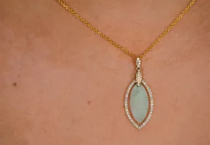 14K Yellow Gold Jade and Diamond Necklace