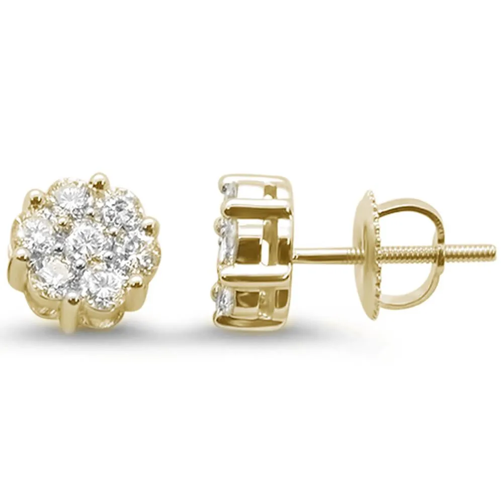 14KT Flower Screw Backs SI1 Natural 0.92ctw #2