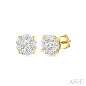 1/6 Ctw Lovebright Round Cut Diamond Earrings in 14K Yellow and white Gold