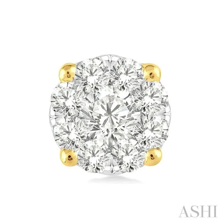 1/6 Ctw Lovebright Round Cut Diamond Earrings in 14K Yellow and white Gold