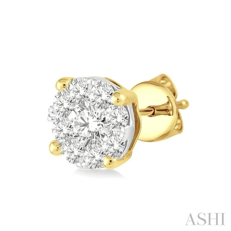 1/6 Ctw Lovebright Round Cut Diamond Earrings in 14K Yellow and white Gold