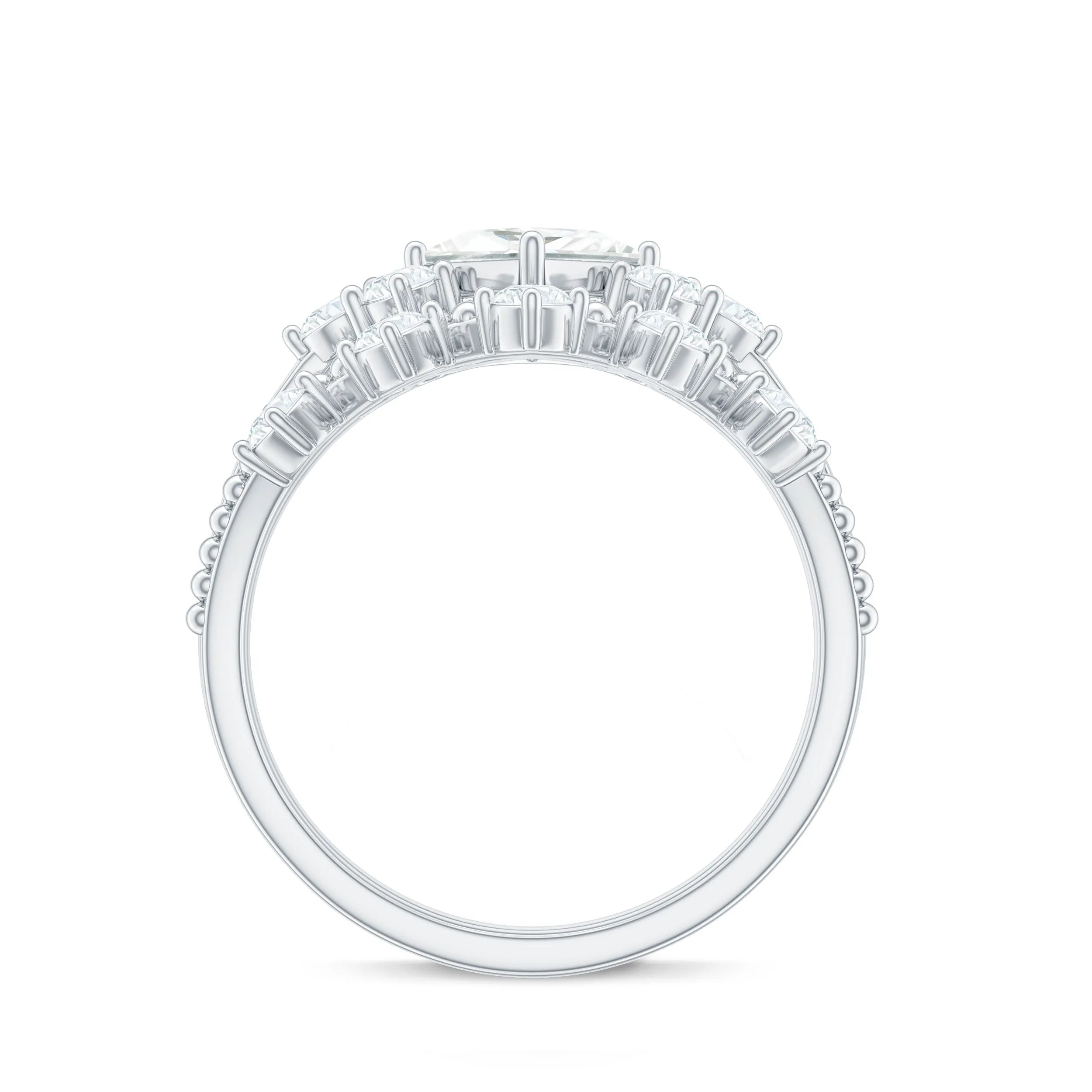 1.75 CT Princess and Round Cut Moissanite Wedding Ring Set
