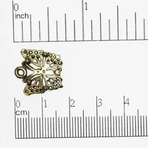 17mm Ornate Filigree Butterfly Charm - Made of Pewter - Sold Individually - CBS837