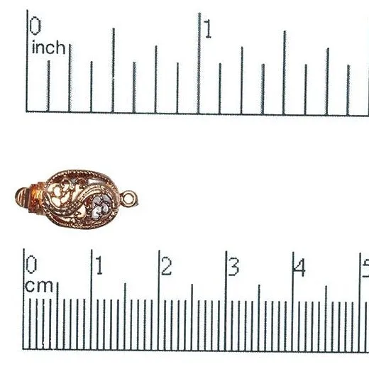17mm x 10mm Filigree Oval Box Clasp - Made of Brass - Sold Individually - CL/26