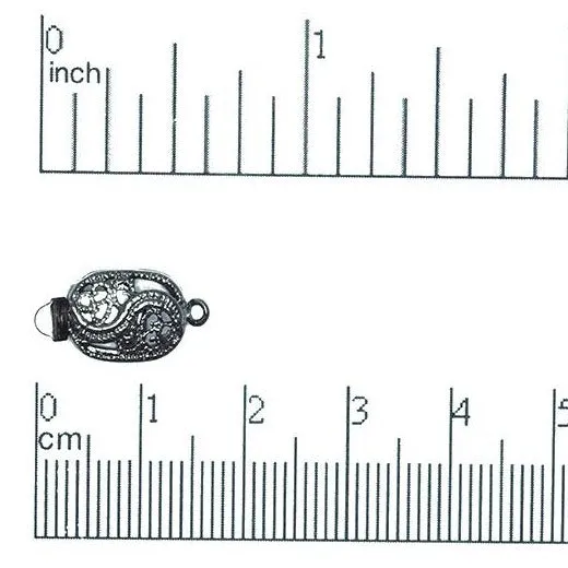 17mm x 10mm Filigree Oval Box Clasp - Made of Brass - Sold Individually - CL/26