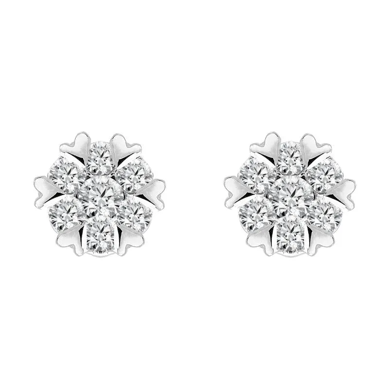 18ct White Gold 0.26ct Diamond Heart Edge Stud Earrings