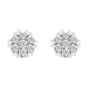 18ct White Gold 0.26ct Diamond Heart Edge Stud Earrings