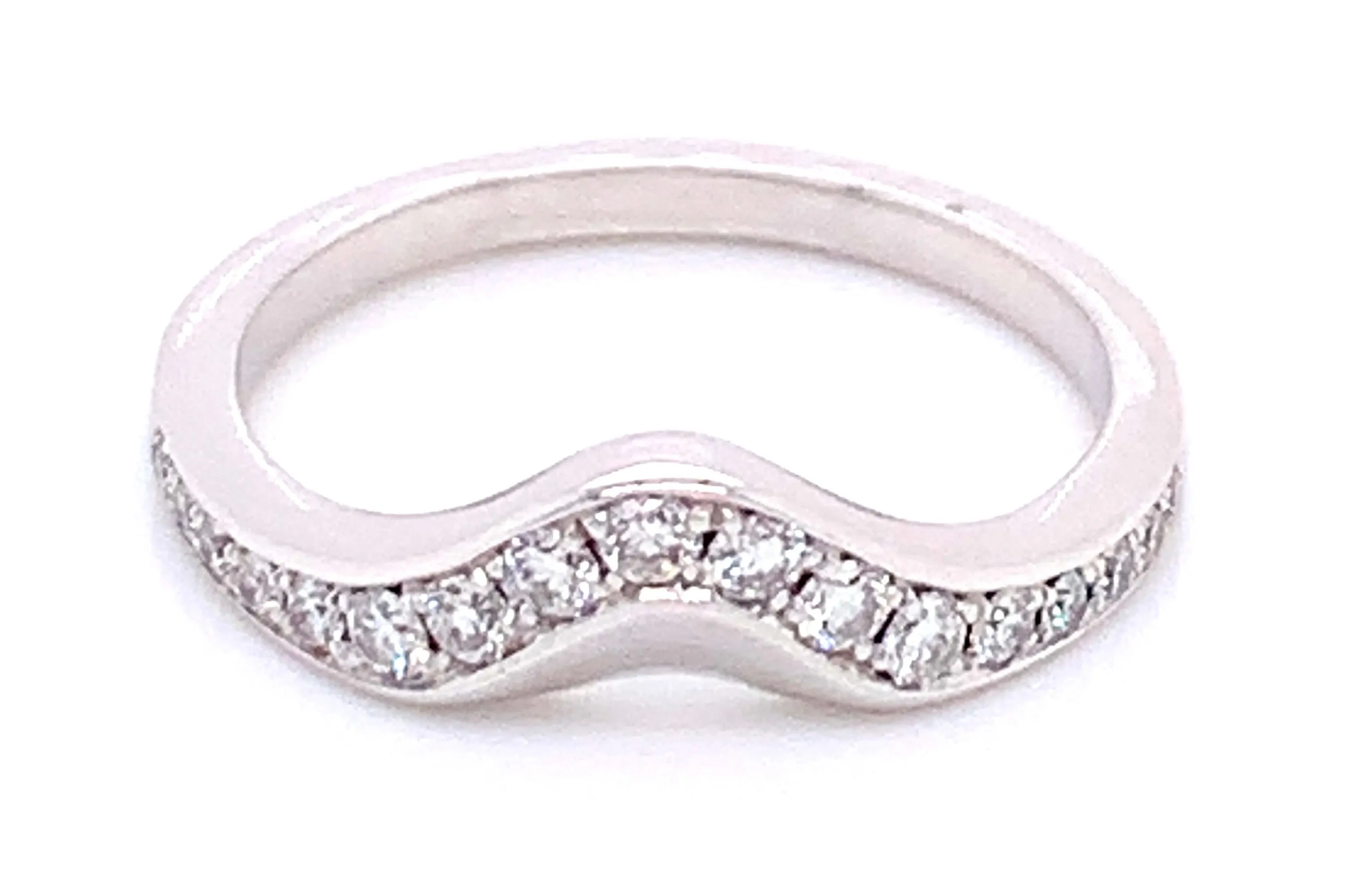 18ct White Gold Pave Set Shaped 0.26ct Earth Grown Diamond Band