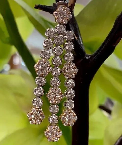 18K Classy Dangle Drop Diamond Earrings