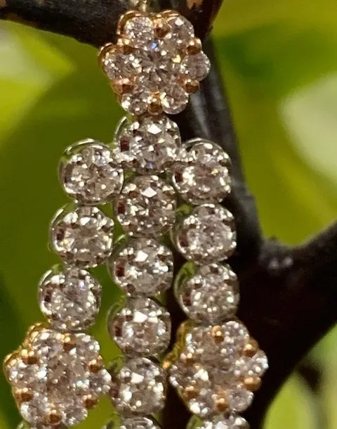 18K Classy Dangle Drop Diamond Earrings