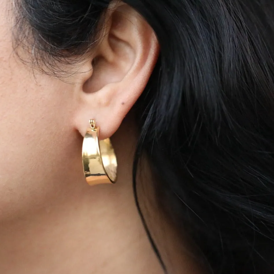 18K Gold-Filled Flat Gold Hoops