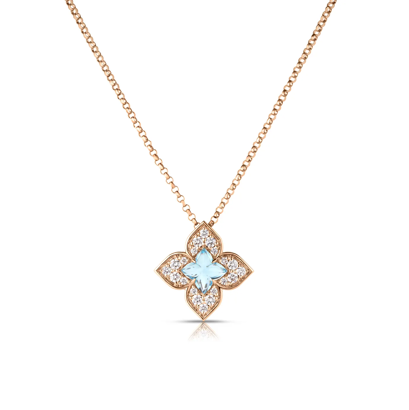 18K Gold Venetian Princess Carnevale Blue Topaz and Diamond Necklace