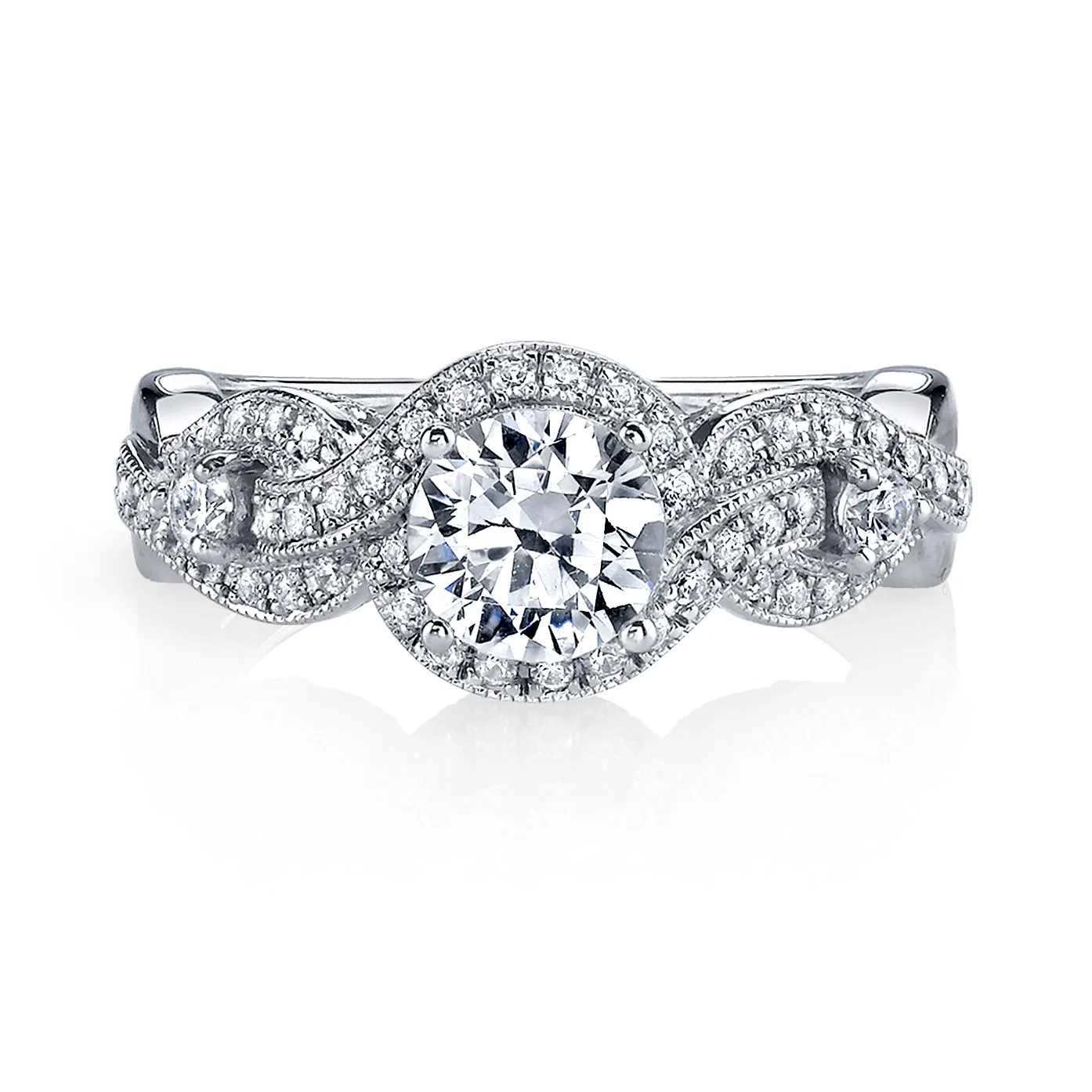 18K White Gold Halo Diamond Engagement Ring