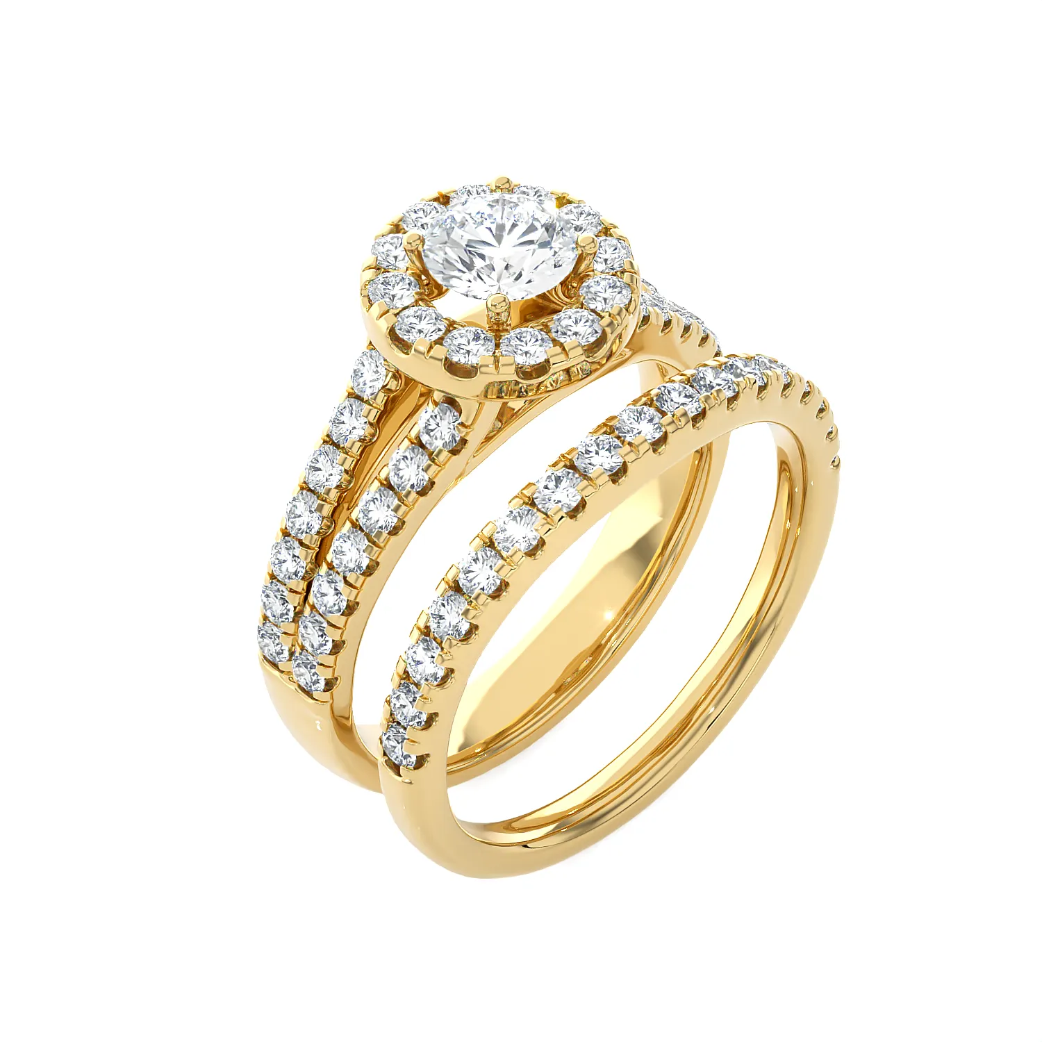 2 ctw Round Lab Grown Diamond Halo Bridal Set Ring
