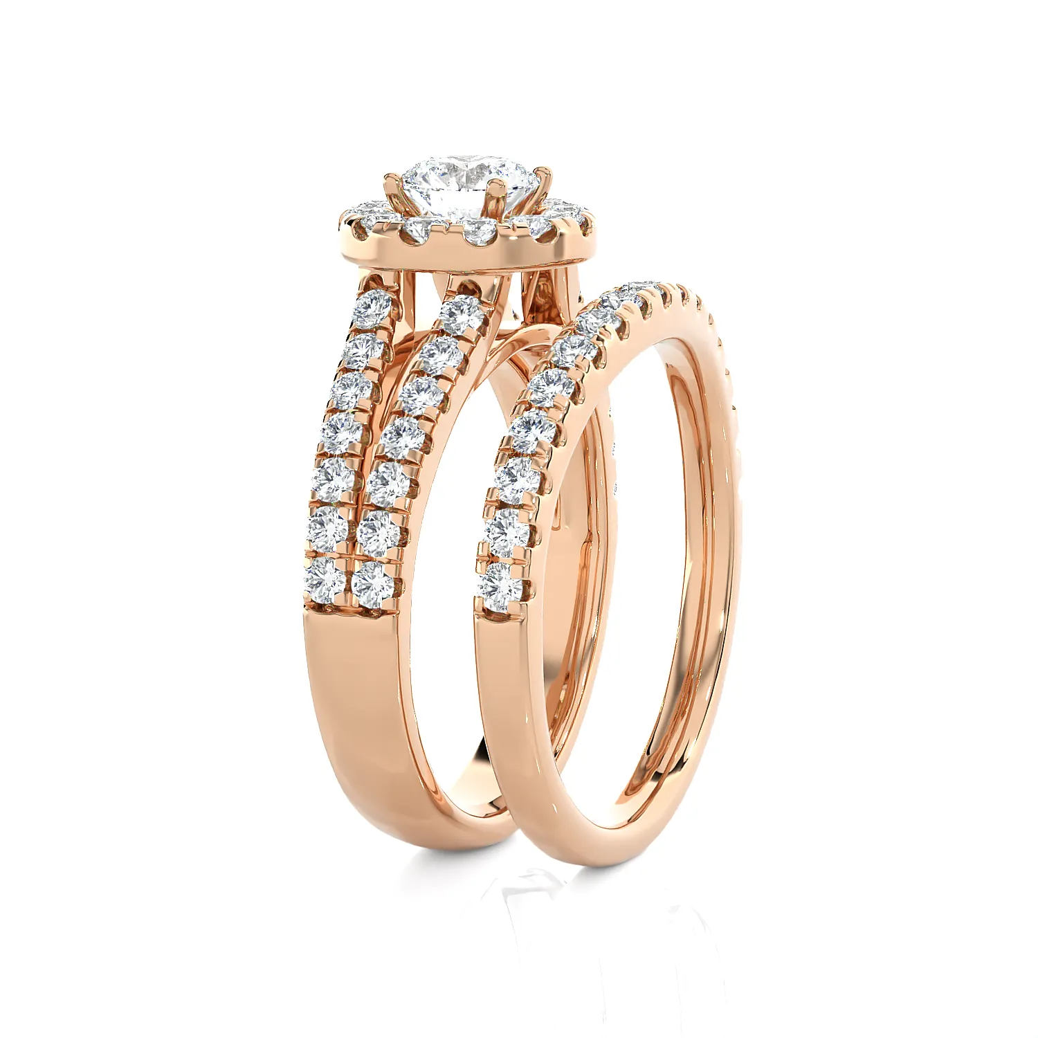 2 ctw Round Lab Grown Diamond Halo Bridal Set Ring